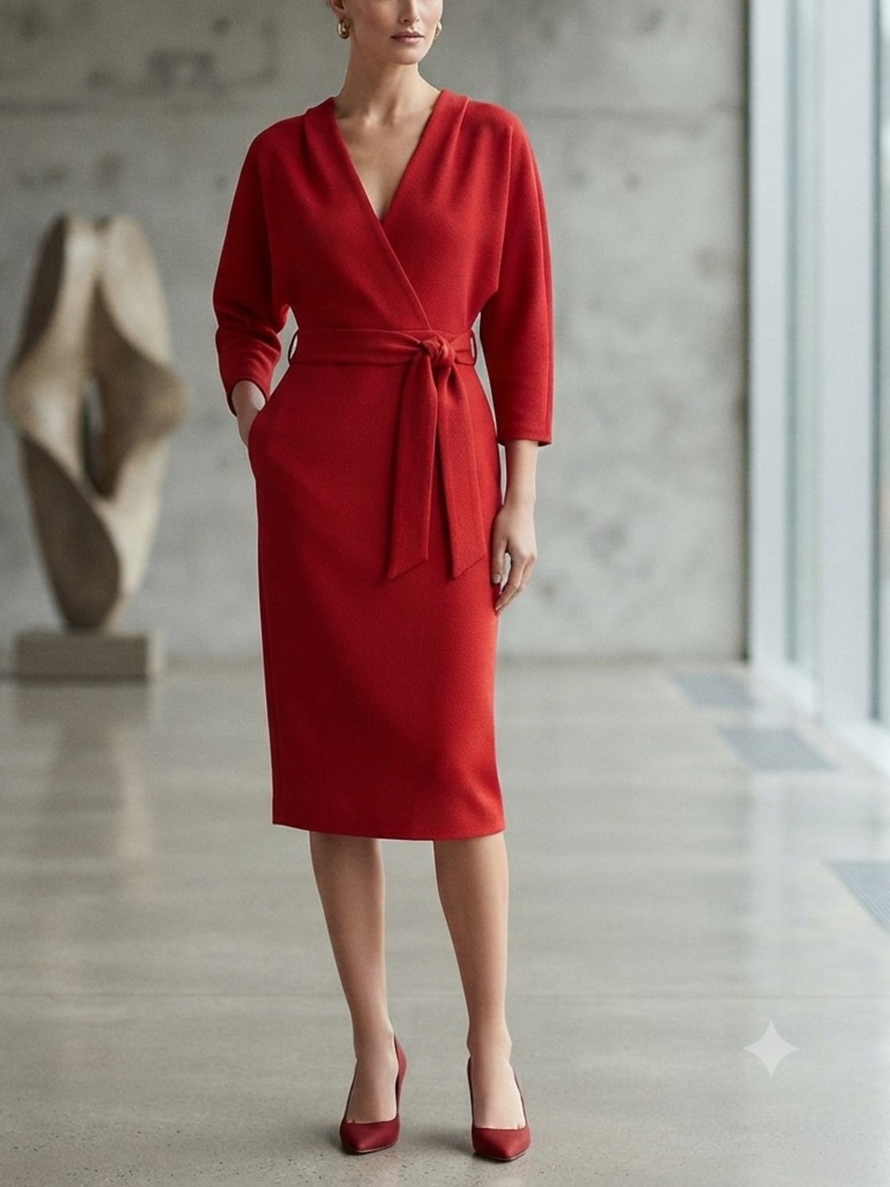 ASOS Red Wrap Midi Dress